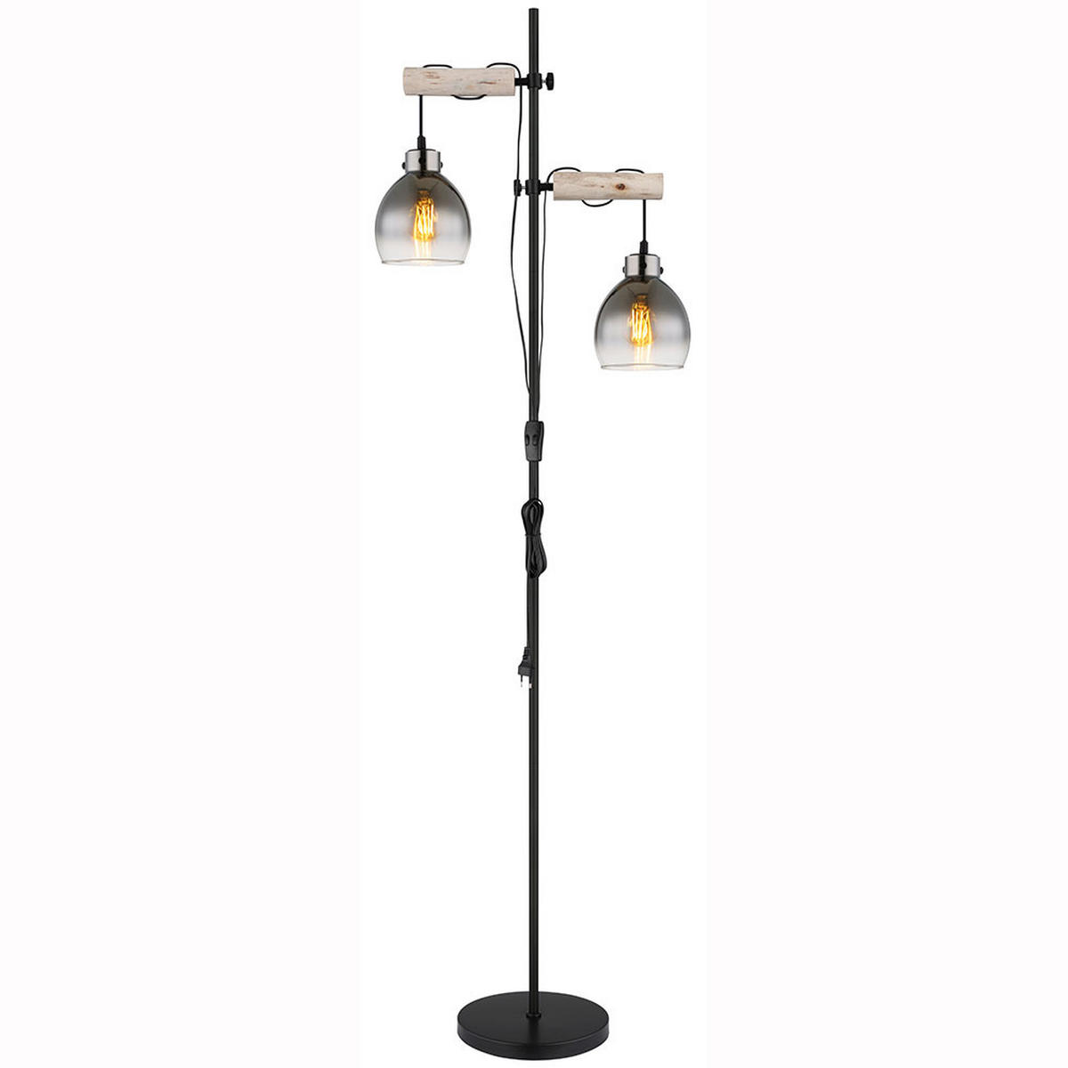 LED STEHLEUCHTE Holz Braun Schwarz - Braun, Holz (48/25/168cm) - Globo Lighting