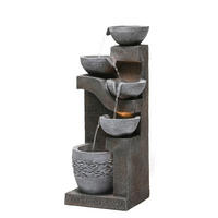 GARTENBRUNNEN, LED-Beleuchtung, Kunststein, Wasserspiel, Grau - Grau, Naturmaterialien (33.5/30.5/77.5cm) - FLIEKS