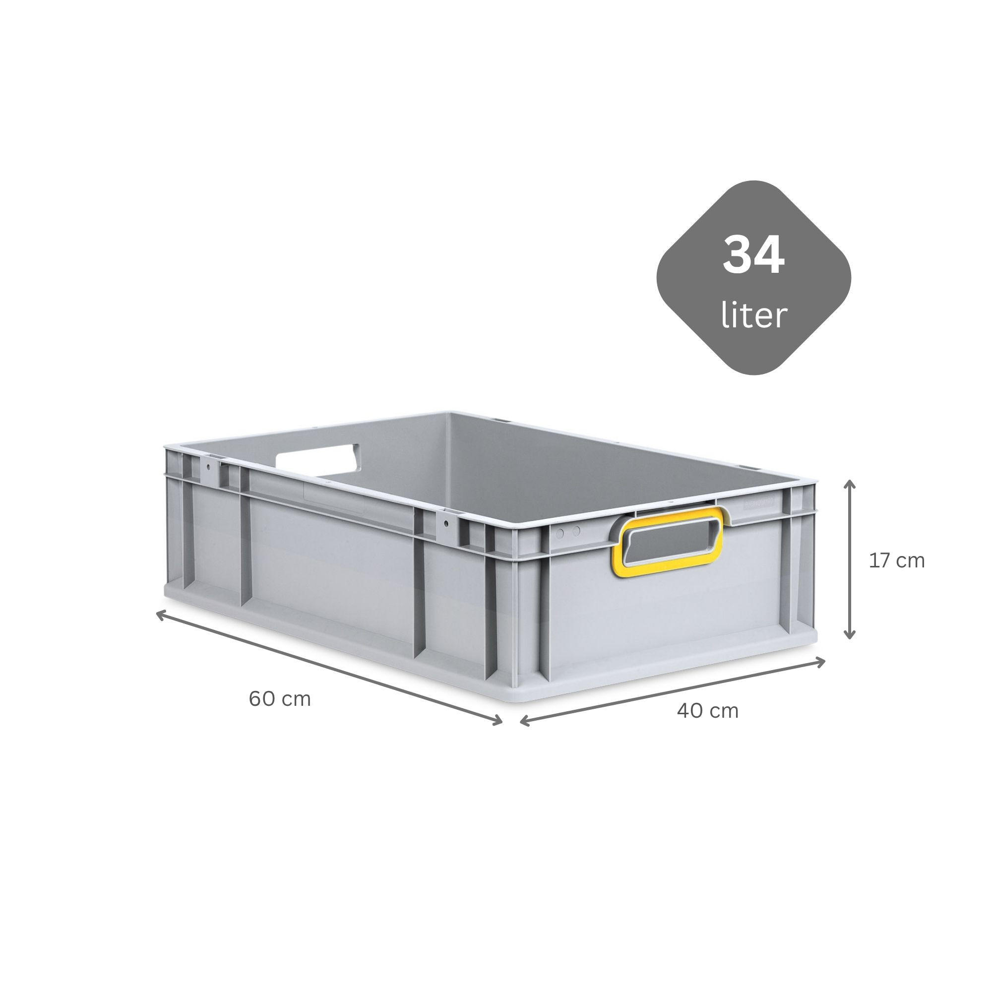 EUROBOX Nextgen Color 17x40x60cm 34 Liter Griffe Gelb Offen - Gelb, Kunststoff (40/17/60cm) - PROREGAL