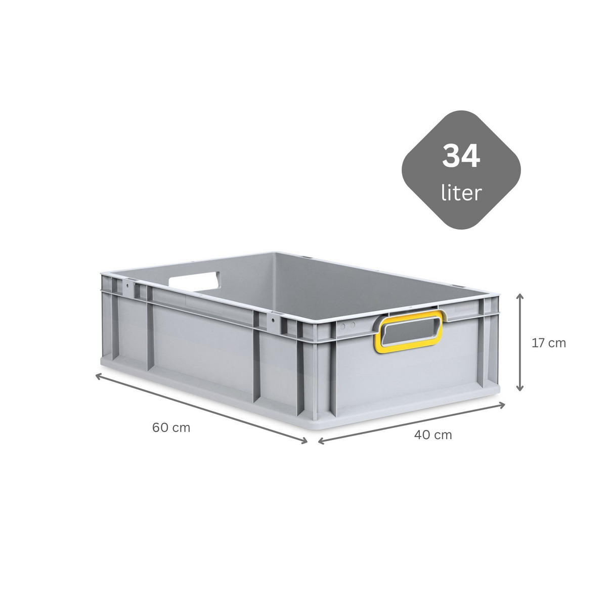 EUROBOX Nextgen Color 17x40x60cm 34 Liter Griffe Gelb Offen - Gelb, Kunststoff (40/17/60cm) - PROREGAL