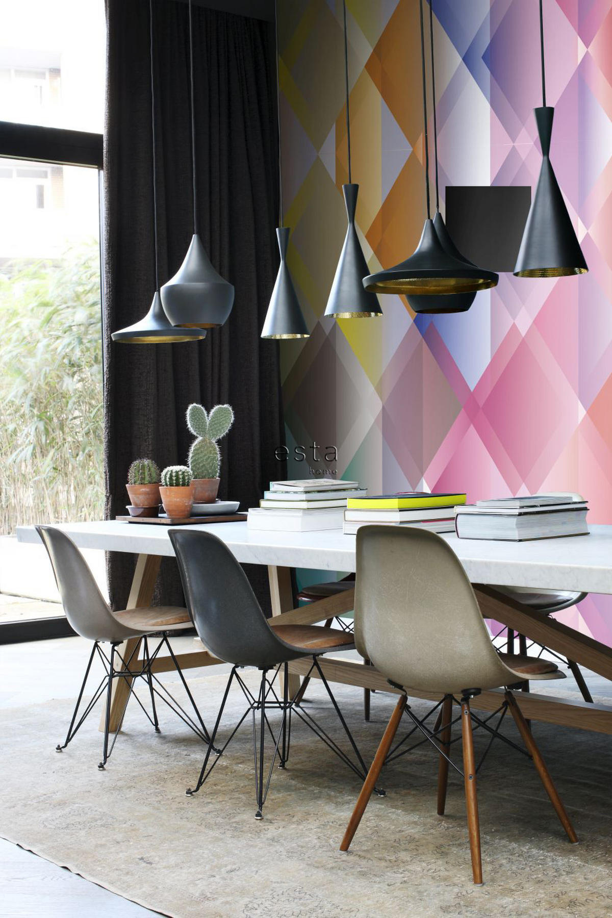 FOTOTAPETE Karomuster 300 x 279 cm - Multicolor, Papier (300/279cm) - ESTAhome