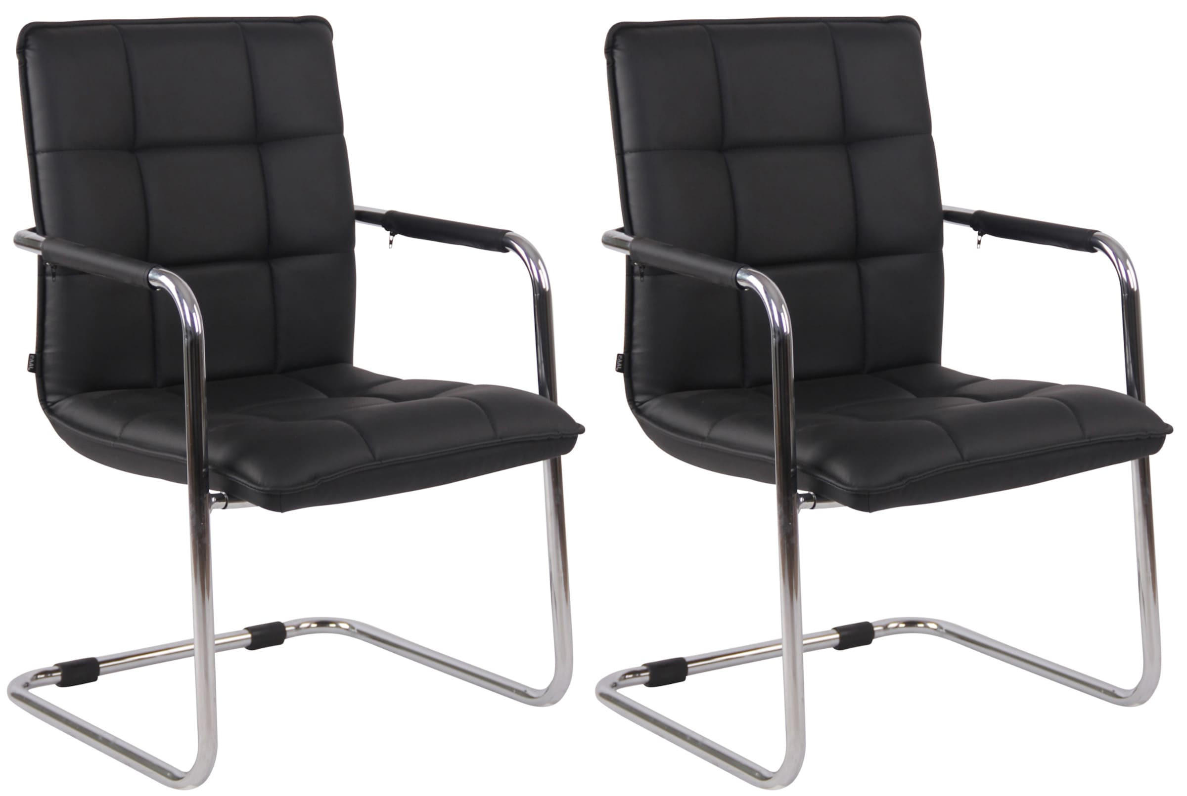 SCHWINGSTUHL 2er Set Lederlook schwarz - Chromfarben/Schwarz, Textil/Metall (57/89/64cm) - CLP
