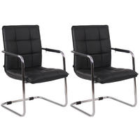 SCHWINGSTUHL 2er Set Lederlook schwarz - Chromfarben/Schwarz, Textil/Metall (57/89/64cm) - CLP