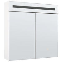 BAD SPIEGELSCHRANK weiß/silber mit LED-Beleuchtung 60/60 cm Jaramillo - Silberfarben/Weiß, Holz (60/60/12cm) - Beliani