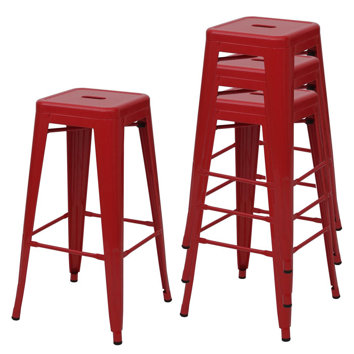 BARHOCKER METALL Rot 4er-Set - Rot, Metall (43/77/43cm) - MCW