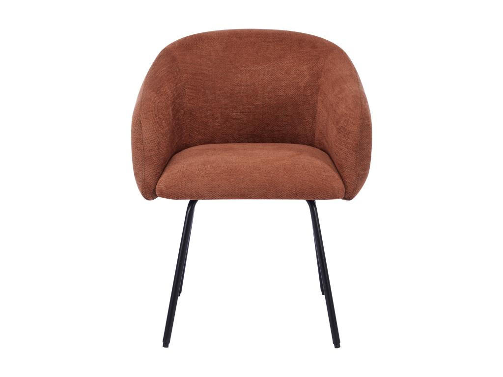 STUHL mit Armlehnen 2er-Set - Strukturstoff & schwarzes Metall - Terracotta - NISTOSIA - Braun, Textil (62/78/61cm) - Vente-Unique