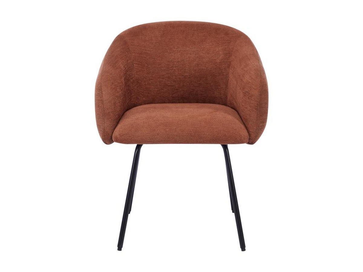 STUHL mit Armlehnen 2er-Set - Strukturstoff & schwarzes Metall - Terracotta - NISTOSIA - Braun, Textil (62/78/61cm) - Vente-Unique