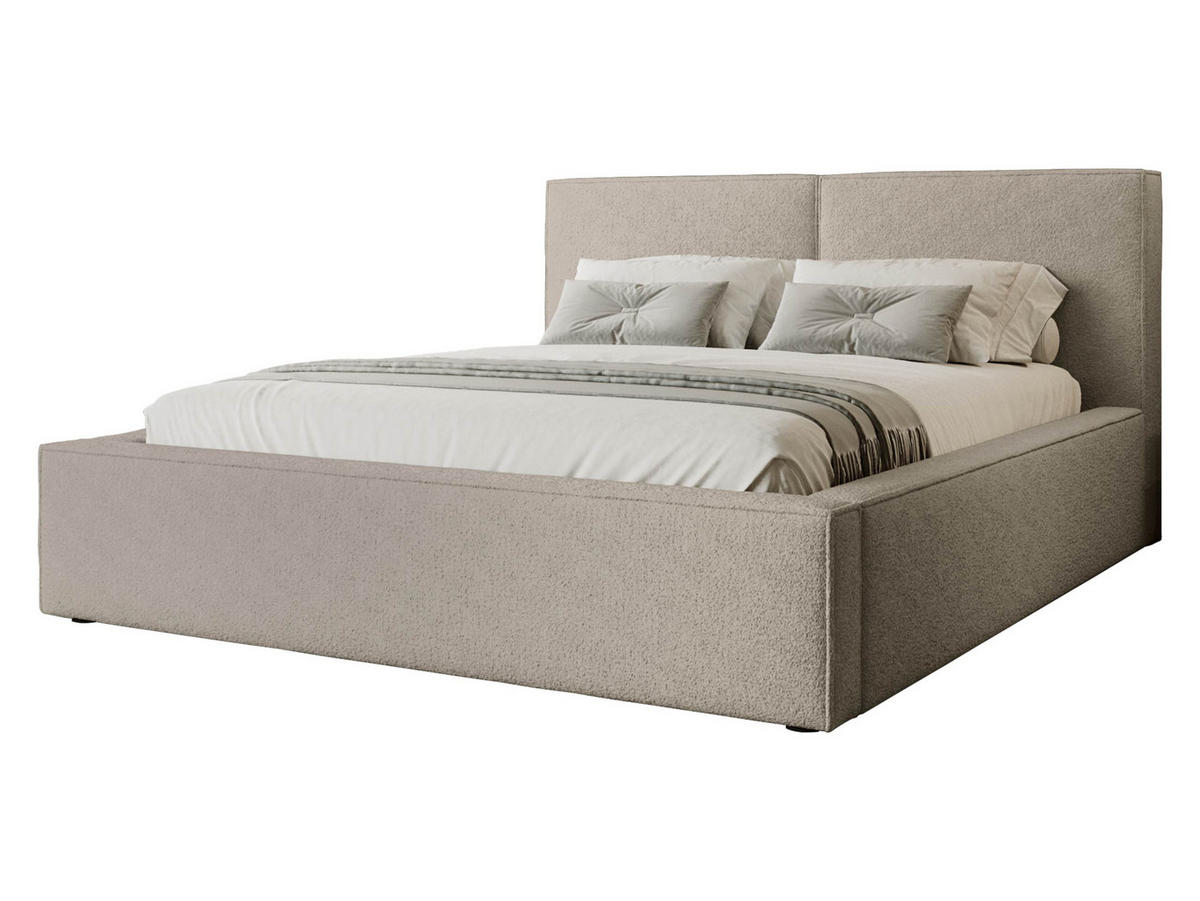 POLSTRBETT Santos Boucle - Beige/Schwarz, Holzwerkstoff/Kunststoff (120/200cm) - MIRJAN24