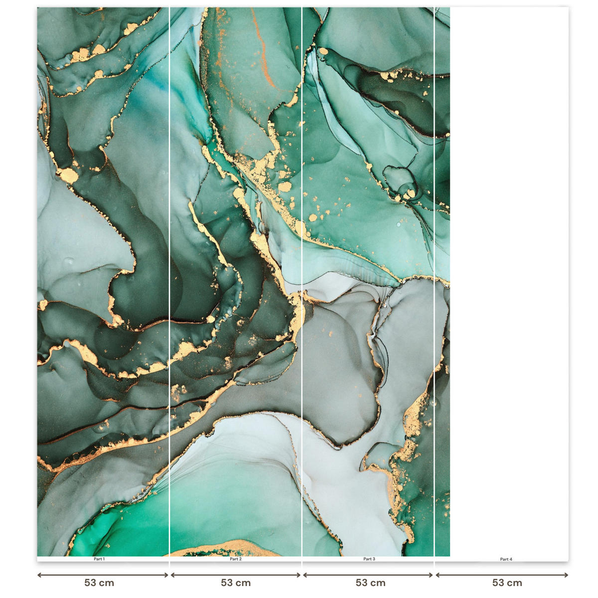 TAPETE - Gold - Marmor - Grün - Luxus - Marmoroptik - Grau - 160x220 cm - Grün, Papier (160/220cm) - OnlyWow