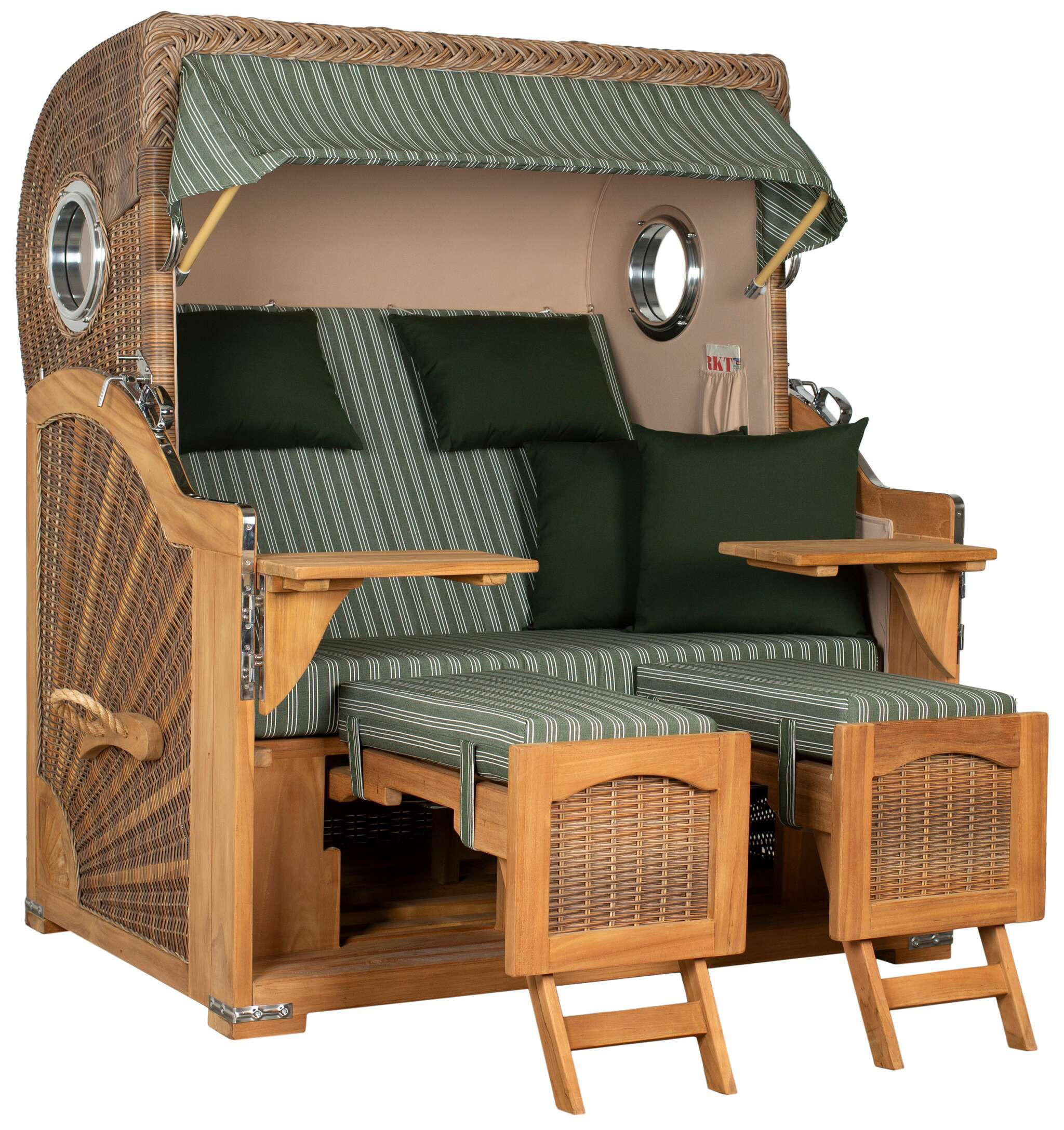 STRANDKORB XXL Düne Grande Teak Banana - Braun/Grün, Metall (142/170/95cm) - Mr. Deko