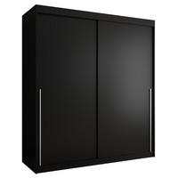 SCHIEBETÜRENSCHRANK 180 cm Breite, schwarz mit silbernem Griff - Silberfarben/Schwarz, Holzwerkstoff (180/200/62cm) - Home Collective