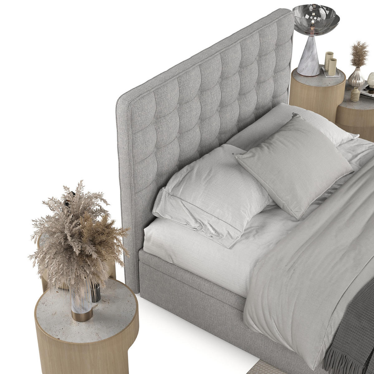 POLSTERBETT Celestia mit Stauraum 180/200 cm Grau im Megan Stoff - Schwarz/Grau, Holz/Holzwerkstoff (180/200cm) - AltaBeds