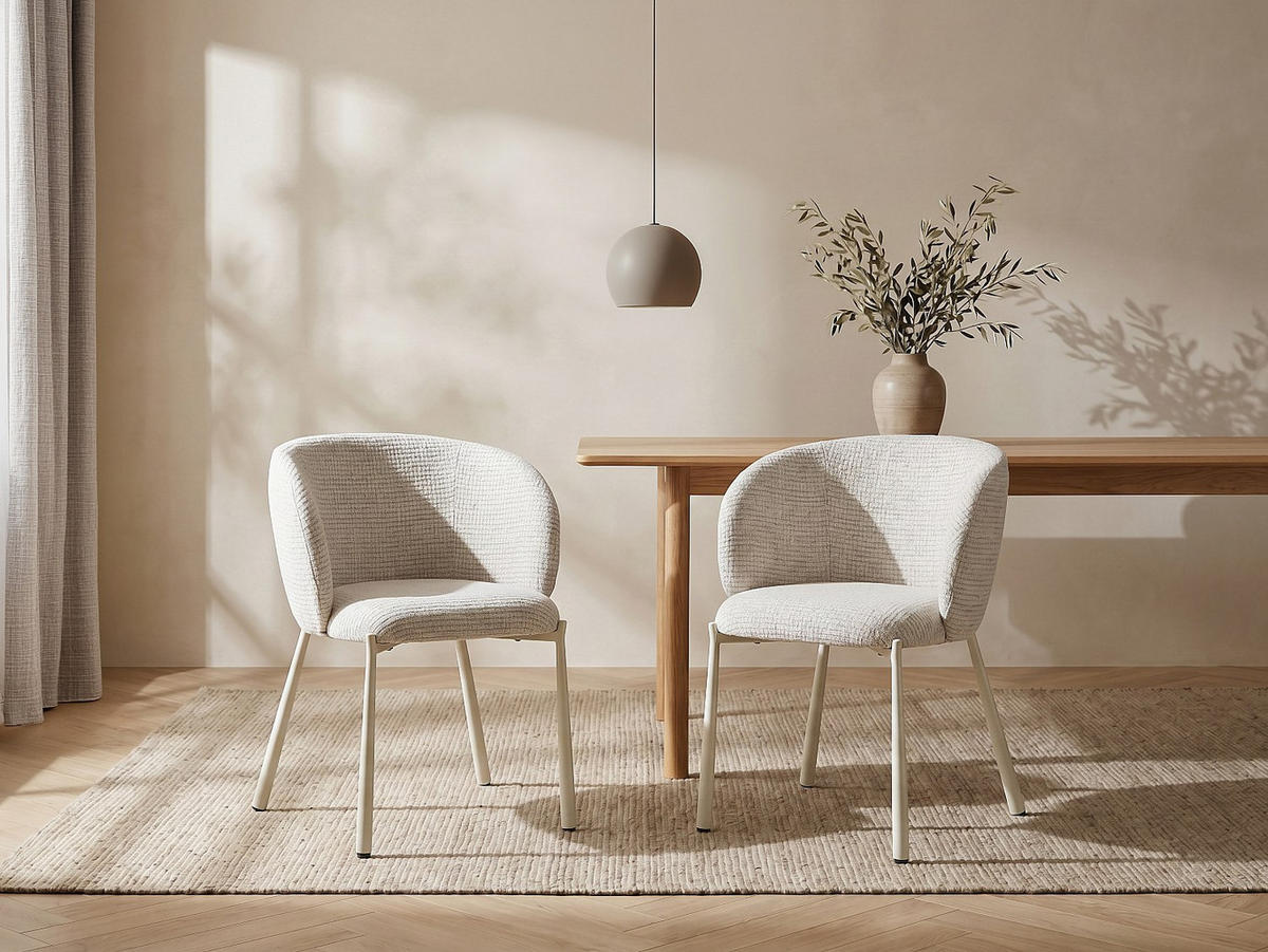 STUHL - 59 cm x 56.5 cm - stoff - cremefarben Sijola - Creme, Textil (59/78.5/56.5cm) - Vente-Unique