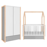 SOBA ZA BEBE 2-dijelni Bijela i siva - bijela, drvni materijal (144/86.5/80cm) - Petits-meubles