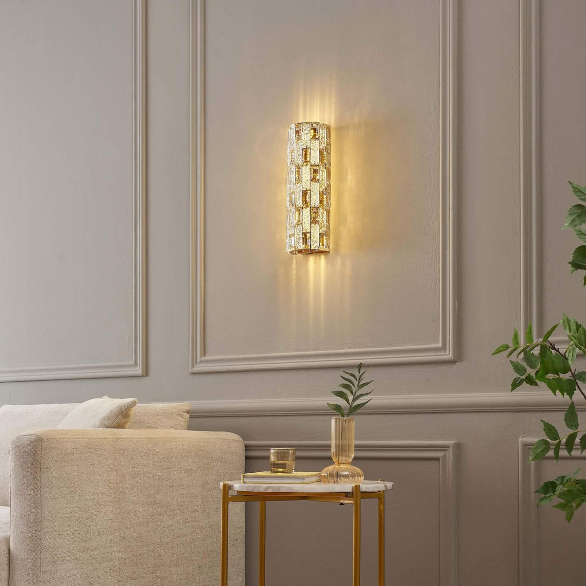 WANDLEUCHTE Velario, Transparent und Goldfarben, 38cm - Goldfarben, Glas (13/38/10.1cm) - KOSILUM