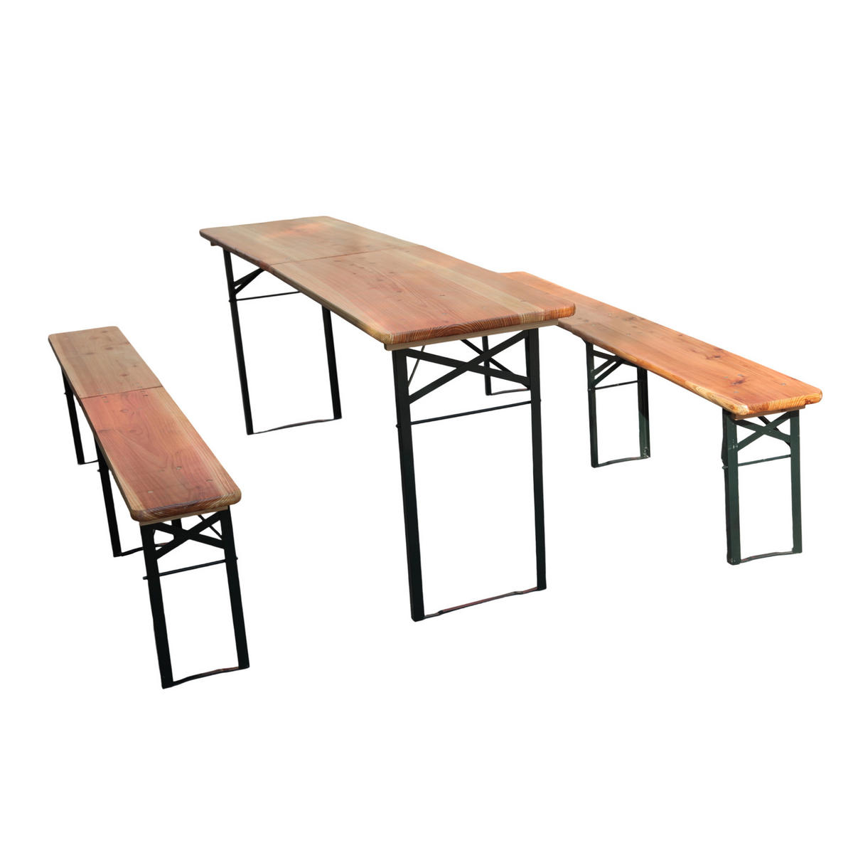 GARTENMÖBELSET aus Massives Holz und Metall 220 x 50 x 78 cm natur klappbar - Naturfarben, Metall - Modfu