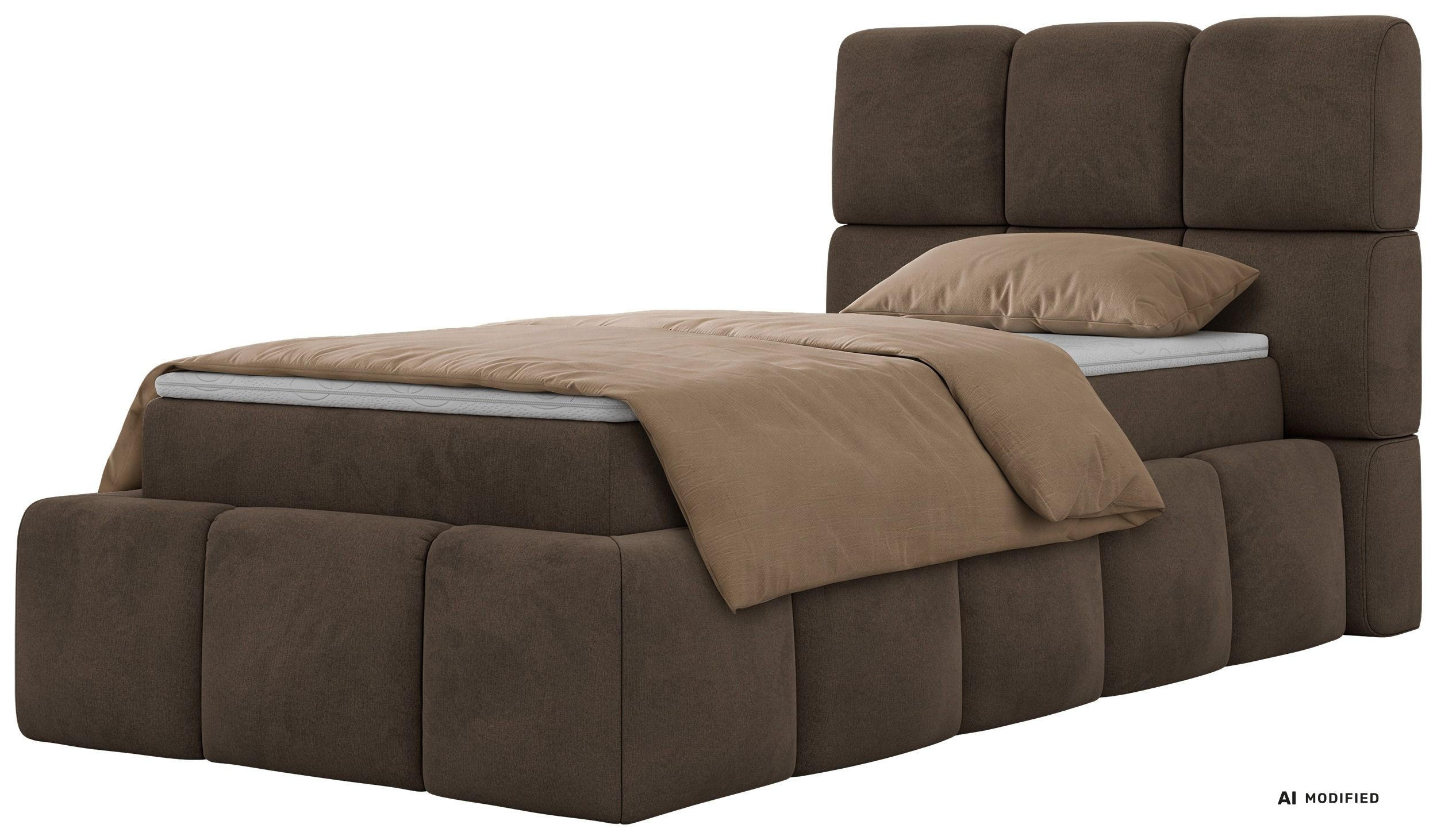 BOXBETT NIRA 90/200 - Braun Velvet - Topper Visco - H4 - Schwarz/Braun, Kunststoff/Textil (200/90cm) - MKS