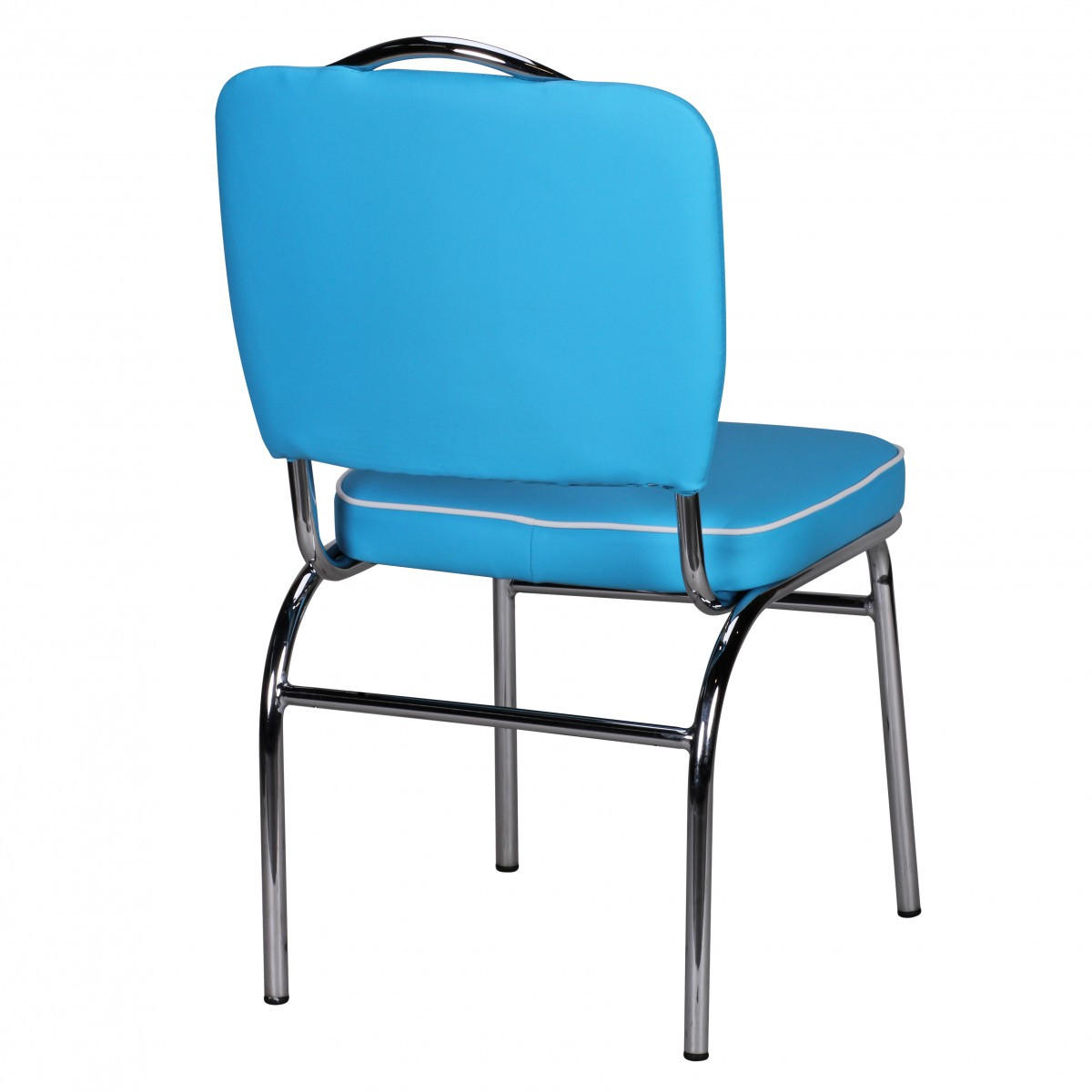 ESSZIMMERSTUHL Kunstleder mit Metallgestell Retro 50er Jahre gepolstert, Blau 47x45x90 cm - Blau/Silberfarben, Kunststoff/Textil (47/90/45cm) - KADIMA DESIGN