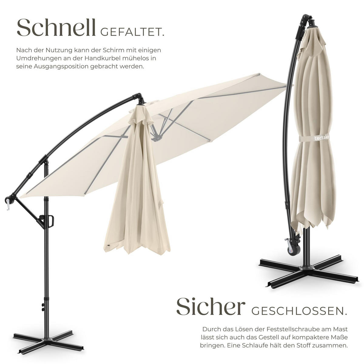 AMPELSCHIRM Artemis, inkl. Schutzhülle, beige - Beige, Metall (350/337cm) - tectake