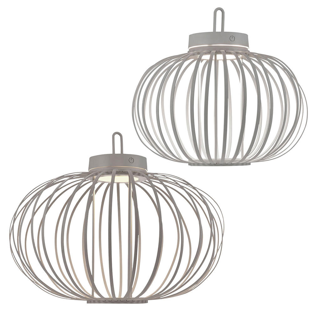 AKKU-PENDEL-/TISCHLAMPE GABBIA Bambus Beige LED 2er Set - Beige, Holz (46/46/37.5cm)
