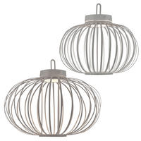 AKKU-PENDEL-/TISCHLAMPE GABBIA Bambus Beige LED 2er Set - Beige, Holz (46/46/37.5cm)