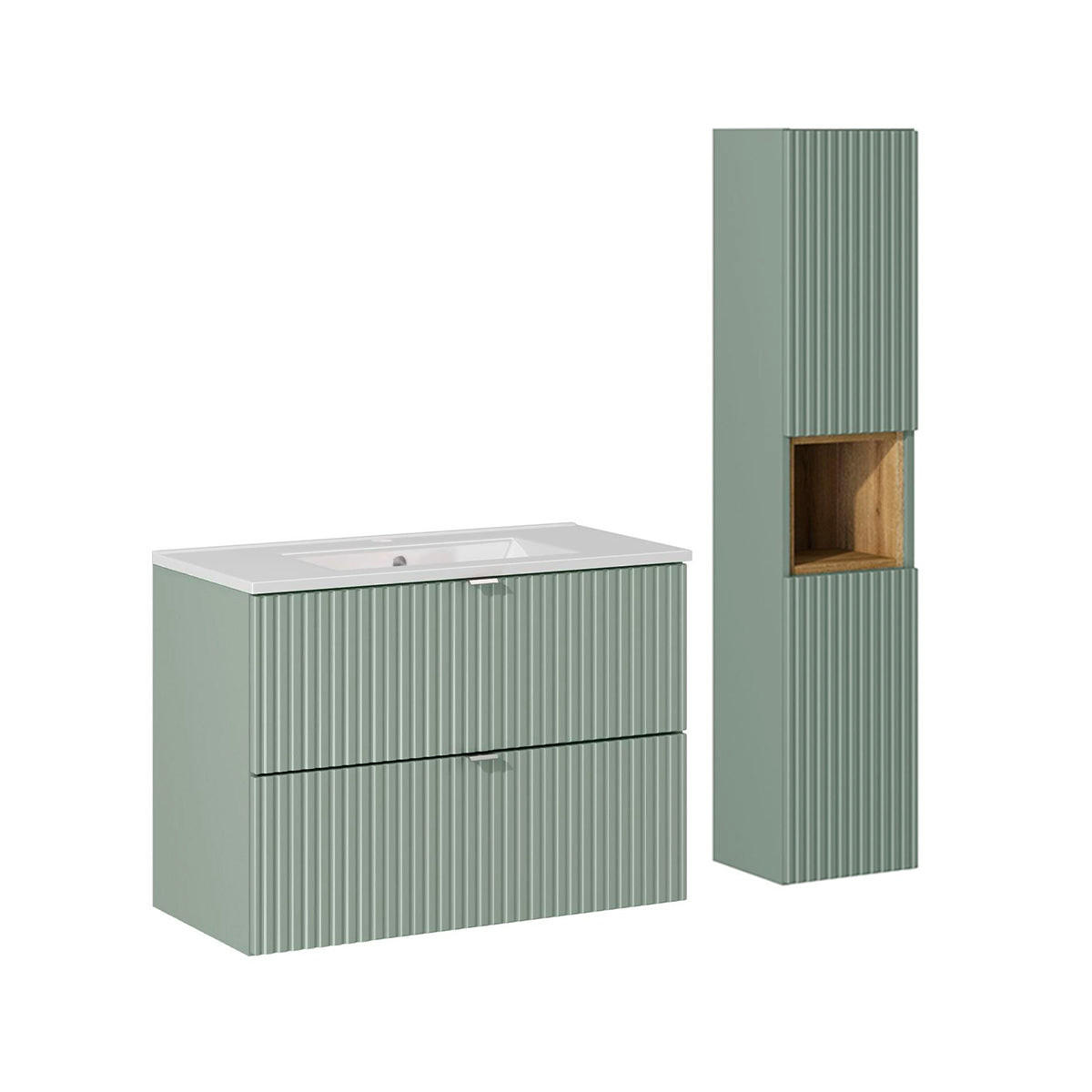 BADMÖBEL 80cm Jade 2er-Set Grün - Grün, Holzwerkstoff (80/57/40cm) - Petits-meubles