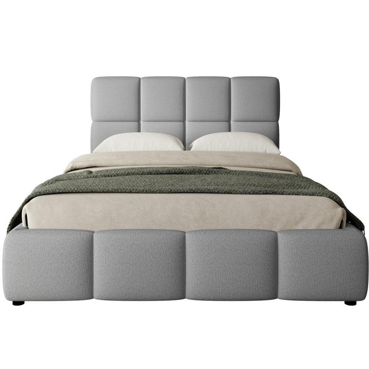 POLSTERBETT Nostro mit Bettkasten 180x200 cm grau - Schwarz/Grau, Textil (180/200cm) - Beautysofa