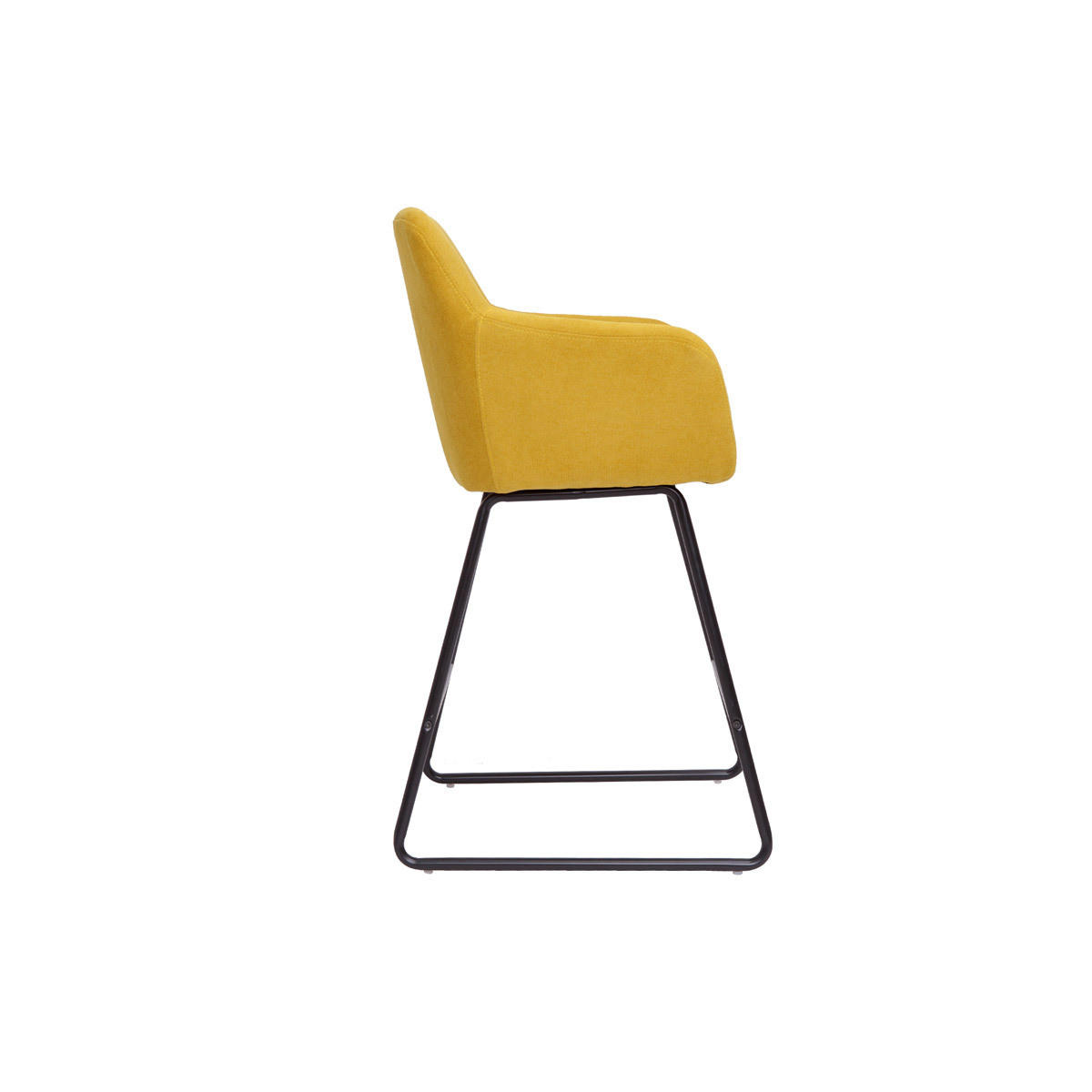 BARHOCKER Stoff Senfgelb Samteffekt H65 (2er-Set) AMIKA - Gelb, Textil (58/96/54cm) - Miliboo