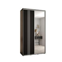 SCHWEBETÜRENSCHRANK 235,2/140/60 2-türig - Silberfarben/Schwarz, Holz/Metall (140/235/60cm) - Abiks Möbel