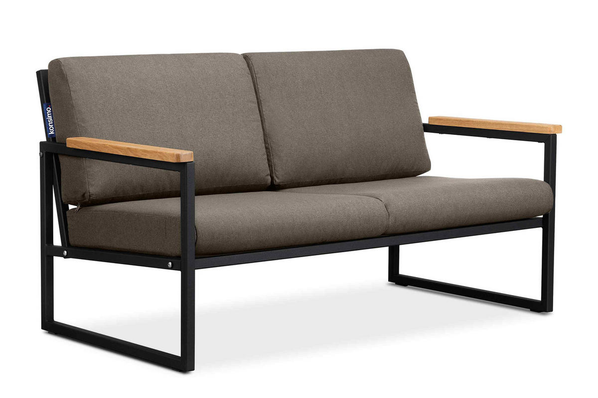 GARTENSET TRIBO Industriestil für 4 Personen, schwarz - Beige/Schwarz, Metall - KONSIMO®
