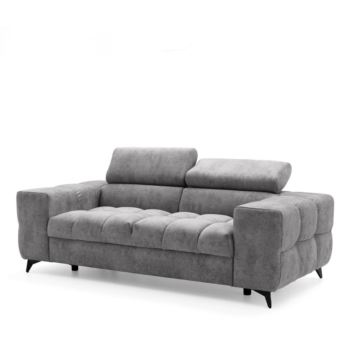2-SITZER Sofa PUDDING 209 cm Velours Grau - Schwarz/Grau, Holz/Textil (209/93/100cm) - Muffo
