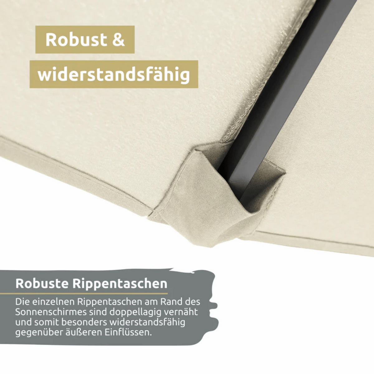 DOPPELSONNENSCHIRM 450x260cm KOGO XXL Sonnenschirm Creme - Creme, Kunststoff (450/260cm) - DELUKE