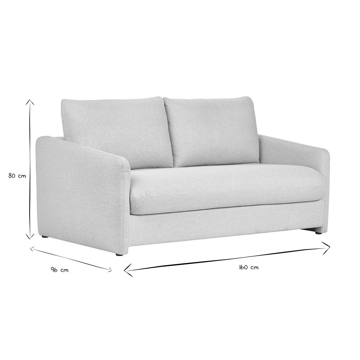 SCHLAFSOFA 2-Sitzer Stoff Beige PAULIN - Beige, Textil (96/80/160cm) - Miliboo