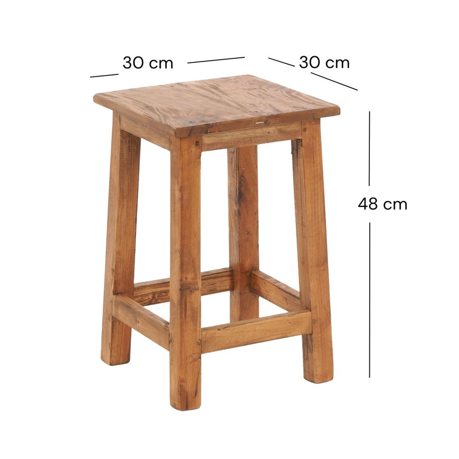 HOCKER MADERO Recyclingholz 08 honigfarben gewachst - Honig, Karton (30/48/30cm) - DESIGN DELIGHTS