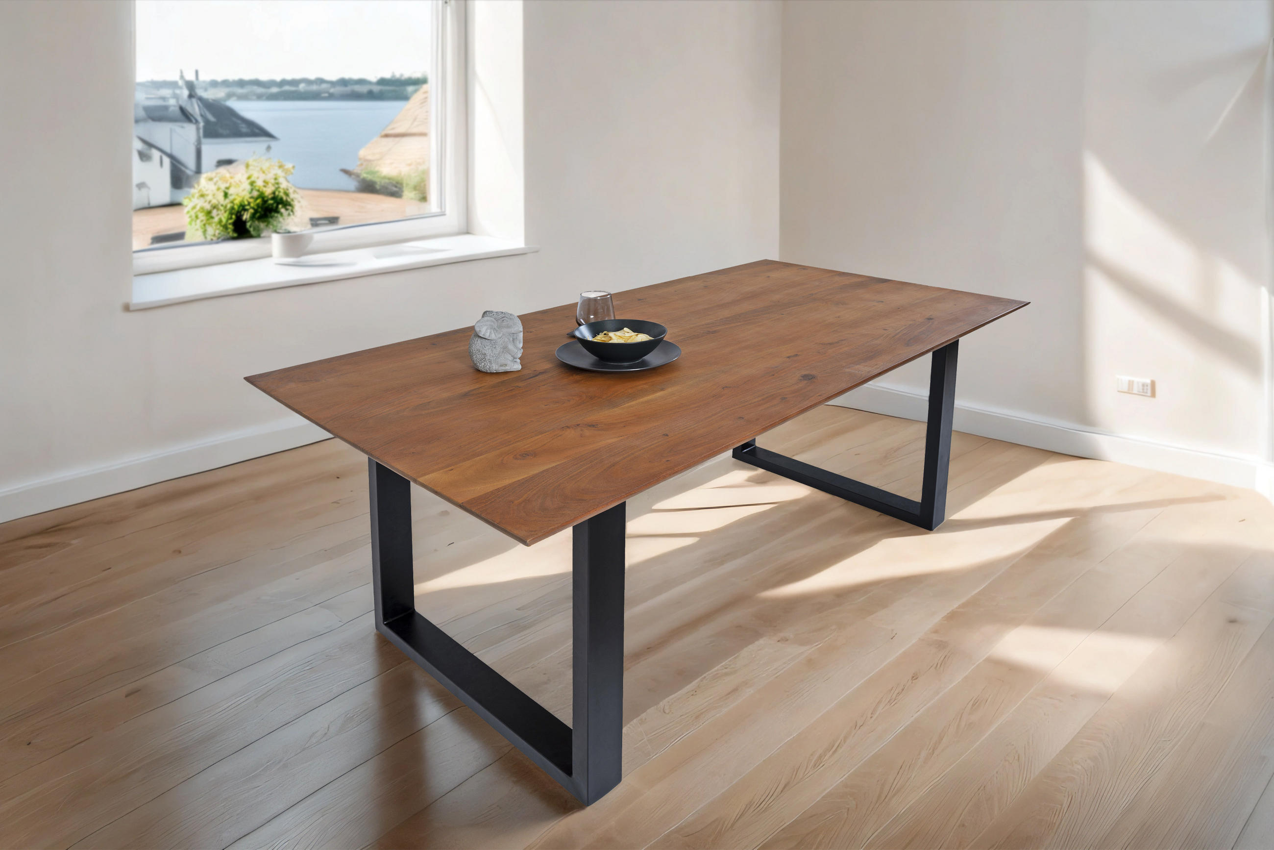 ESSTISCH ATLANTA - Schwarz/Braun, Holz/Metall (90/180/77cm) - SAM