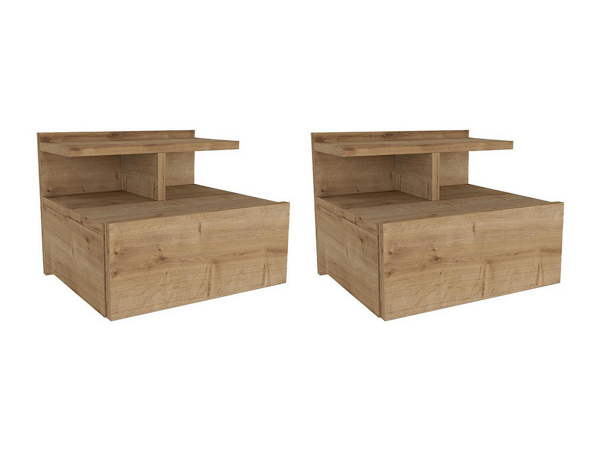 NACHTTISCH - 39.4cm x 35cm - Holzspan - naturfarben hell - AZELNO - Naturfarben, Holz (39.4/32/35cm) - Vente-Unique