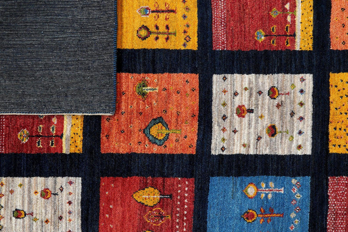 GABBEH-TEPPICH handgeknüpft Rizbaf Blau 209/157 cm Schurwolle - Blau, Textil (157/209cm) - Looma