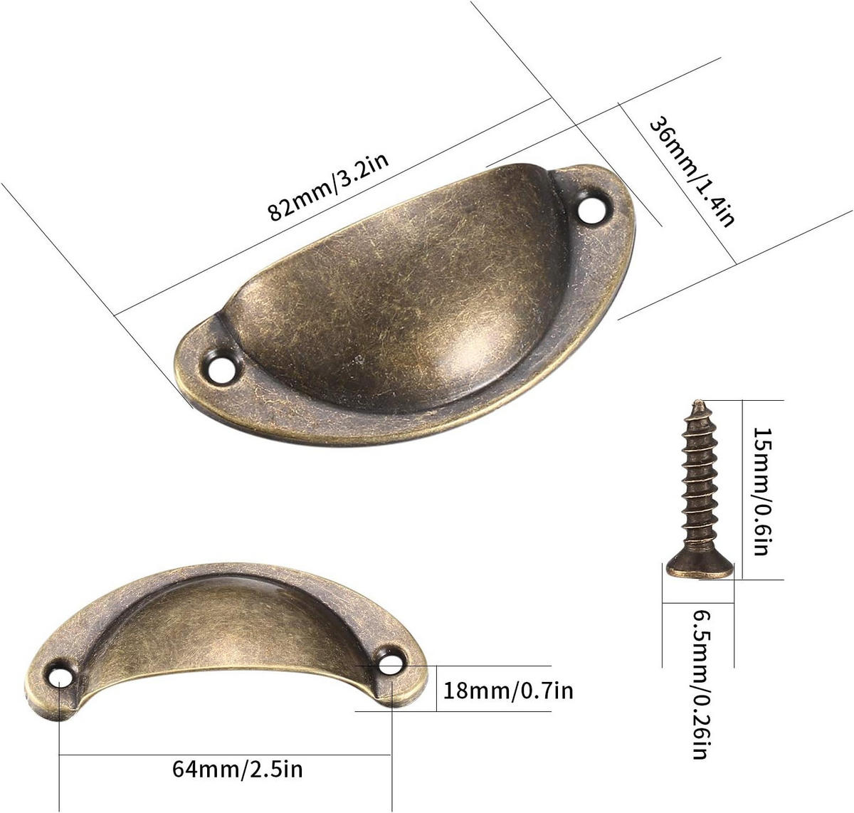 SCHRANKKNOPF Bronze 12er-Set - Goldfarben, Metall (3.6/3.6/8.2cm)