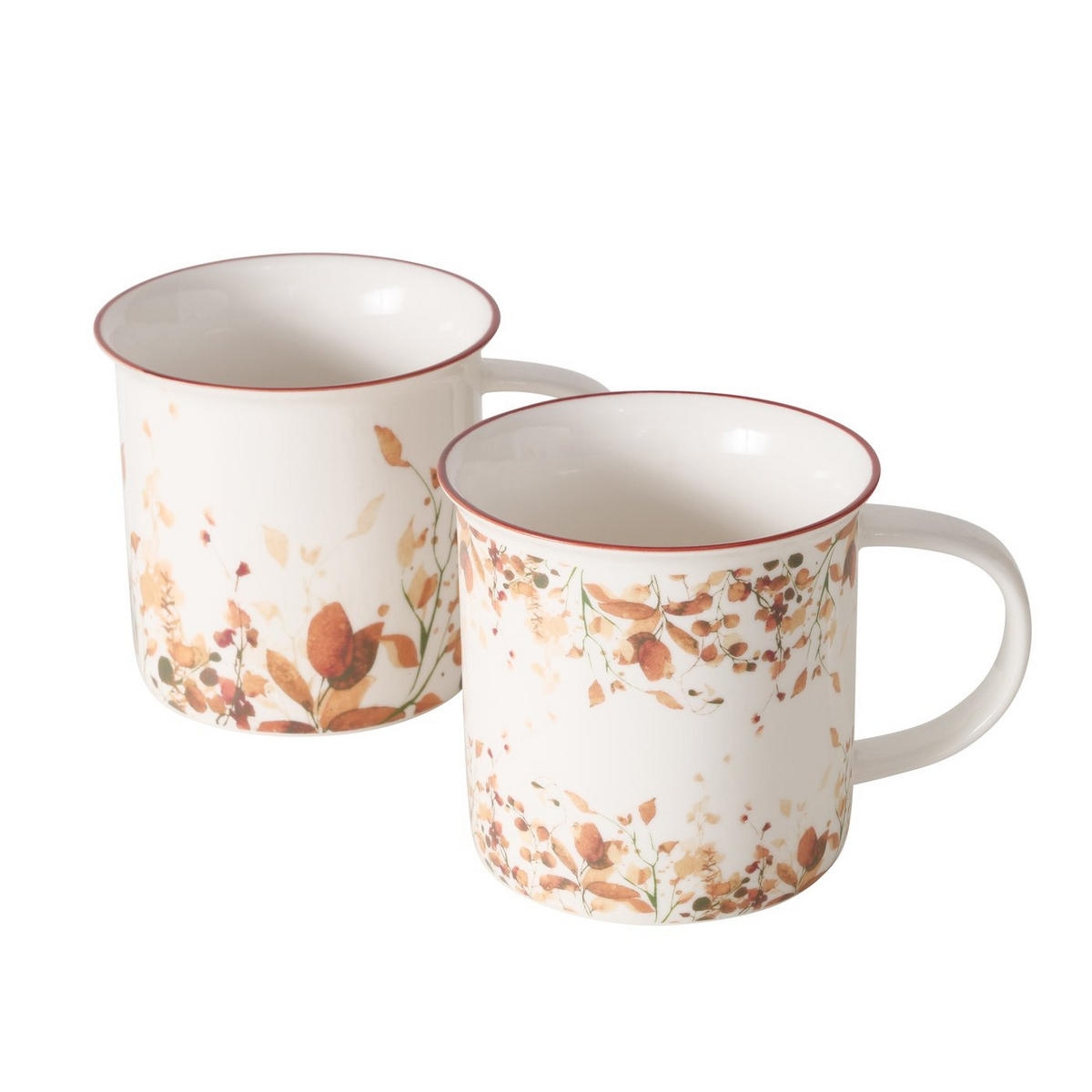 PORZELLANBECHER mit farbigem Rand Bernada Muster 2 320 ml 13/9,5/9 cm - Multicolor, Keramik (0.32L) - Boltze Home