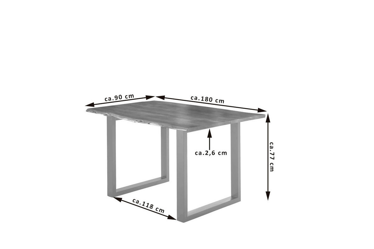 ESSTISCH LUBIN - Silberfarben/Braun, Holz/Metall (90/180/77cm) - SAM