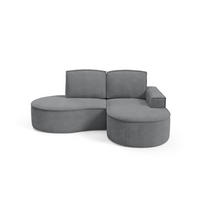 ECKSOFA MOLLY – Halbkreisförmig, Curio‑Bouclé, Lose Kissen, 210x157x88 cm, Rechts, Grau - Grau, Holz/Textil (210/157cm) - DomoHome