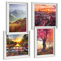 BILDER SET 4er Set - 50x50 cm & 40x60 cm Weißer Rahmen - Berglandschaften mit dem Fahrrad - Weiß, Kunststoff (50/50cm) - TULUP