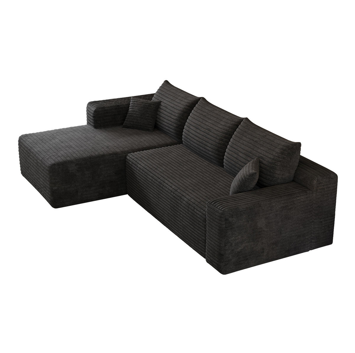 ECKSOFA 241/151/58 cm schwarz aus Stoff mit Chaiselongue ohne Montage - Schwarz, Textil (151/241cm) - OKWISH