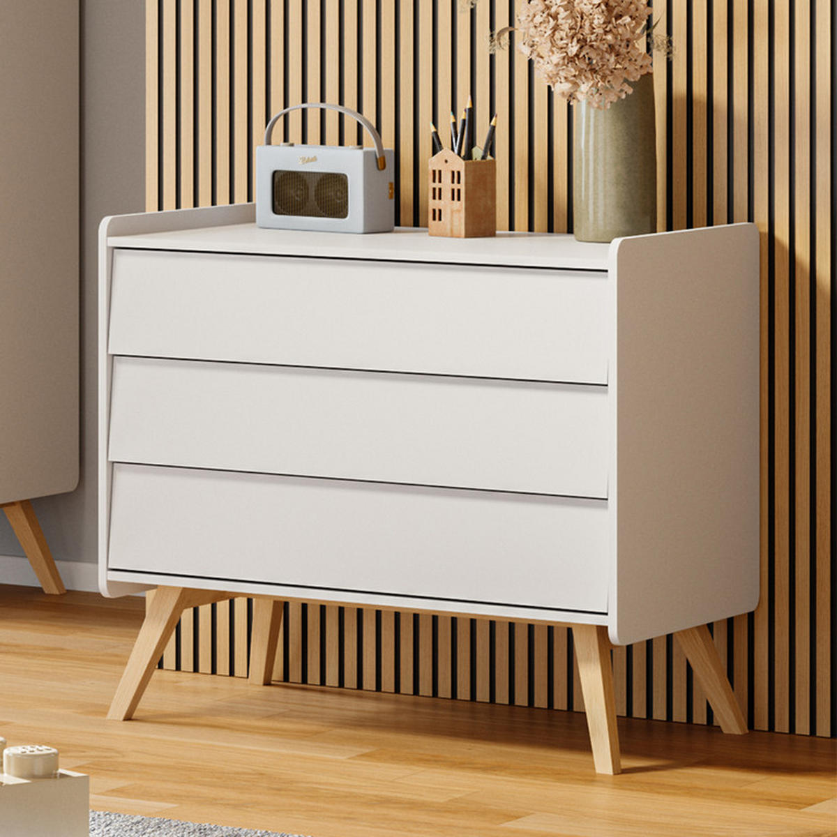 DĚTSKÁ KOMODA Vintage Bílá - bílá, kompozitní dřevo (100/90/59cm) - Petits-meubles