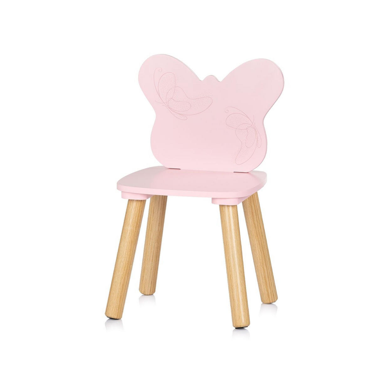 KINDERSITZGRUPPE 3-teilig rosa 55 x 55 cm, Holztisch, 2 Holzstühle, Kiefernholzbeine, weiß, 3-teilig - Rosa, Holzwerkstoff (55/45/55cm) - Chipolino