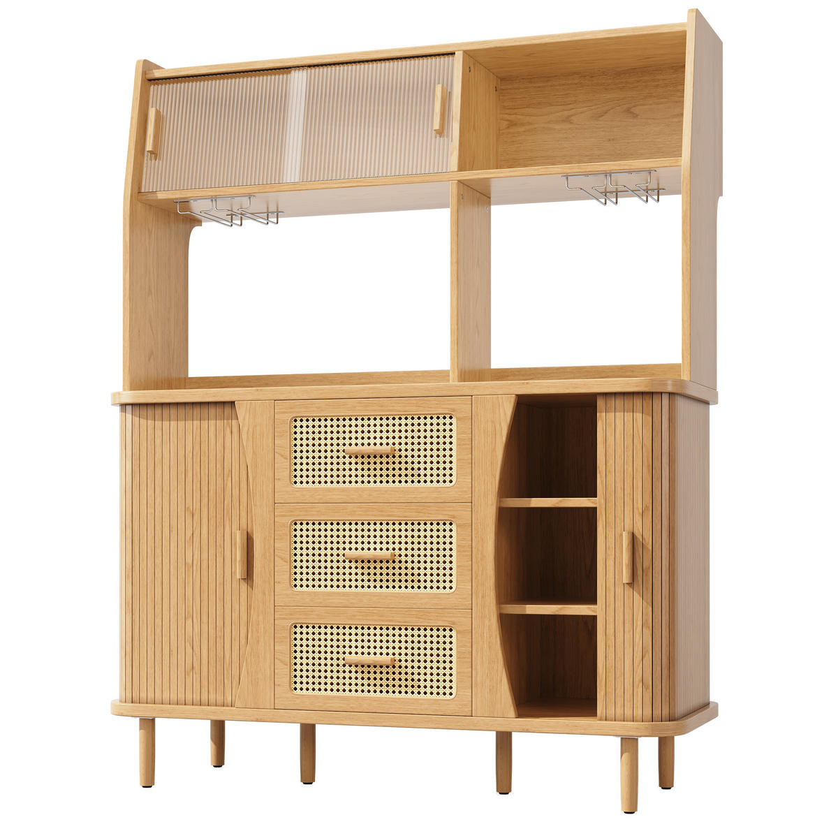 BUFFETSCHRANK Naturholzfarben 140/40.5/174.5 cm - Naturfarben, Holz (140/174.5/40.5cm) - PANGIVO