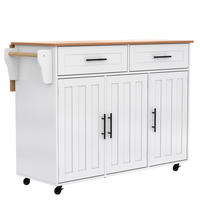 KÜCHENINSEL Weiß mit Holzfurnier-Arbeitsplatte aus MDF 129 × 71 × 91,5 cm - Weiß, Holzwerkstoff (129/91.5/46cm) - Luhomfu