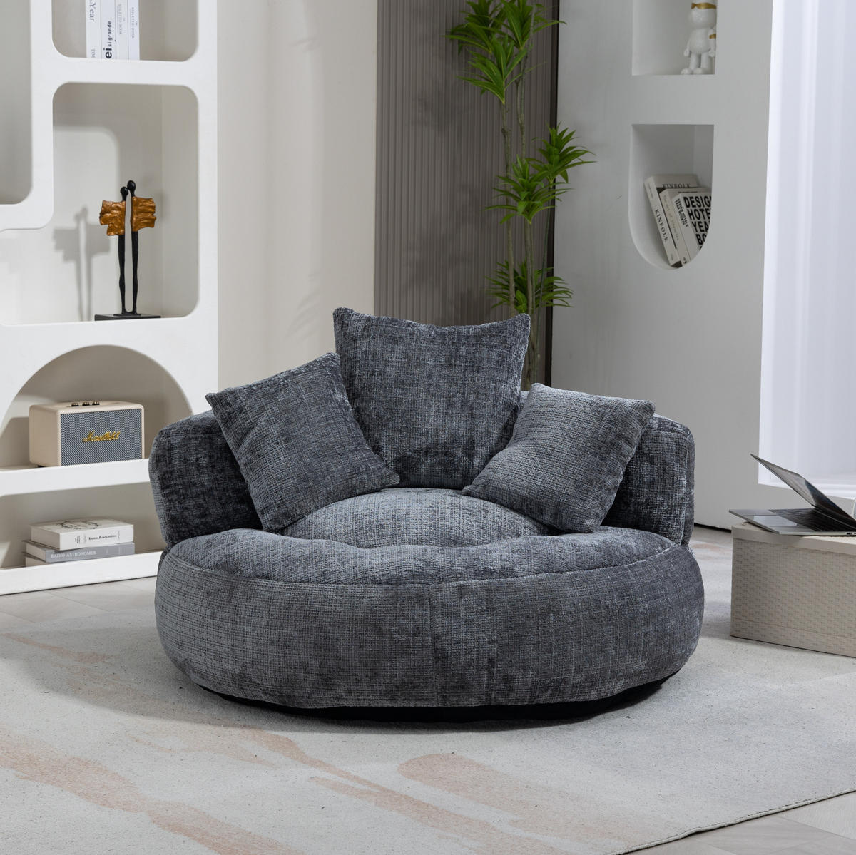 SESSEL 108/52/108 cm Grau aus Chenille - Grau, Textil (108/52/108cm) - OKMYHOME