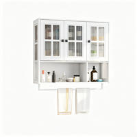 HÄNGESCHRANK in Weiß mit 3 Türen und Handtuchhalter für Badezimmer und Küche, B88/T26/H82,5 cm - Transparent/Weiß, Holzwerkstoff/Metall (88/82.5/26cm) - STILVORA