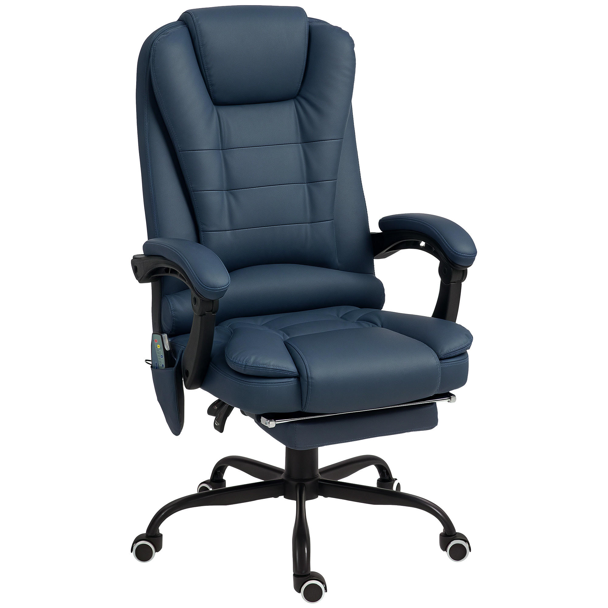 BÜROSTUHL mit 7 Punkt Massage, ergonomischer Chefsessel mit Liegefunktion - Blau/Schwarz, Kunststoff/Metall (67/121/67cm) - Vinsetto